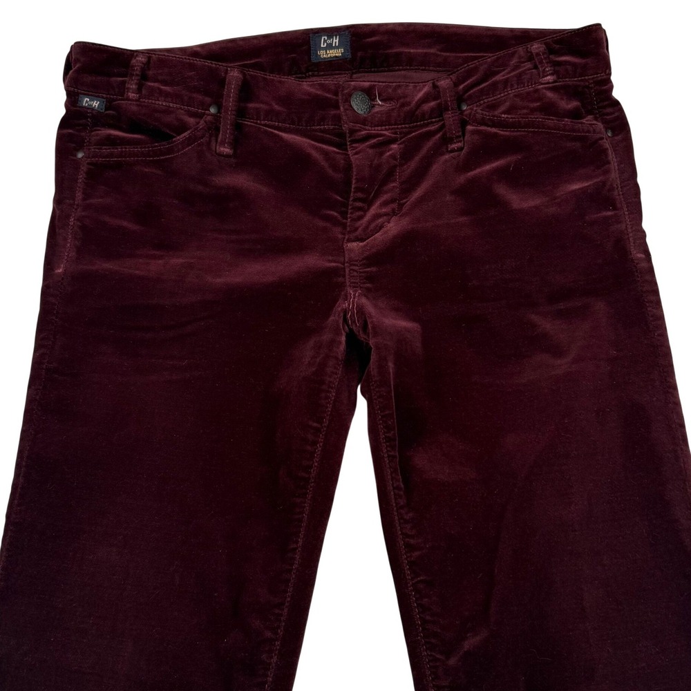 Citizens of Humanity Velvet Flare Corduroy Pants Womens 27 Burgundy 1426-240